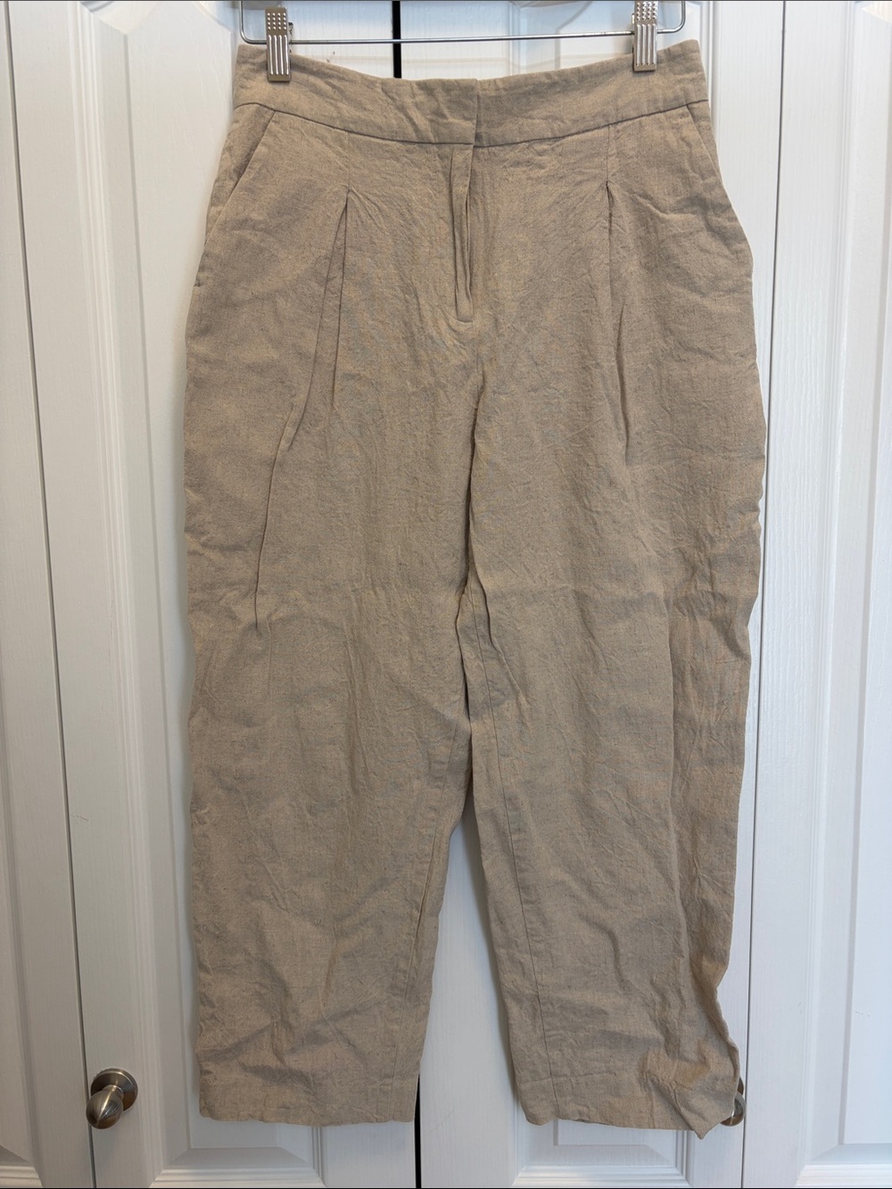 Zara Tapered Pleat Front Linen Viscose Trousers S